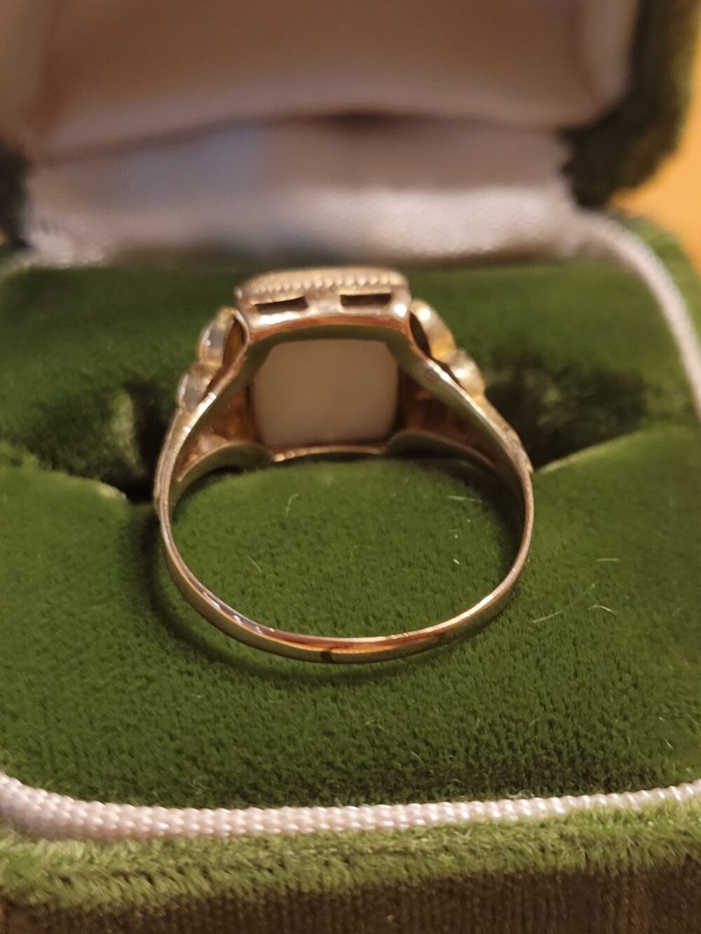 Antique Opal Gold Ring by Ostby Barton Square 10k Yellow Gold October Birthstone - Picture 5 of 16